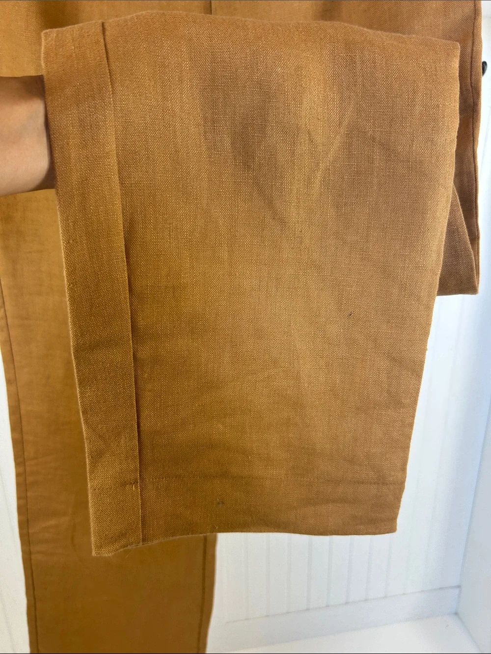 Reformation Brown 100% Linen Cropped Straight Leg Pants 0